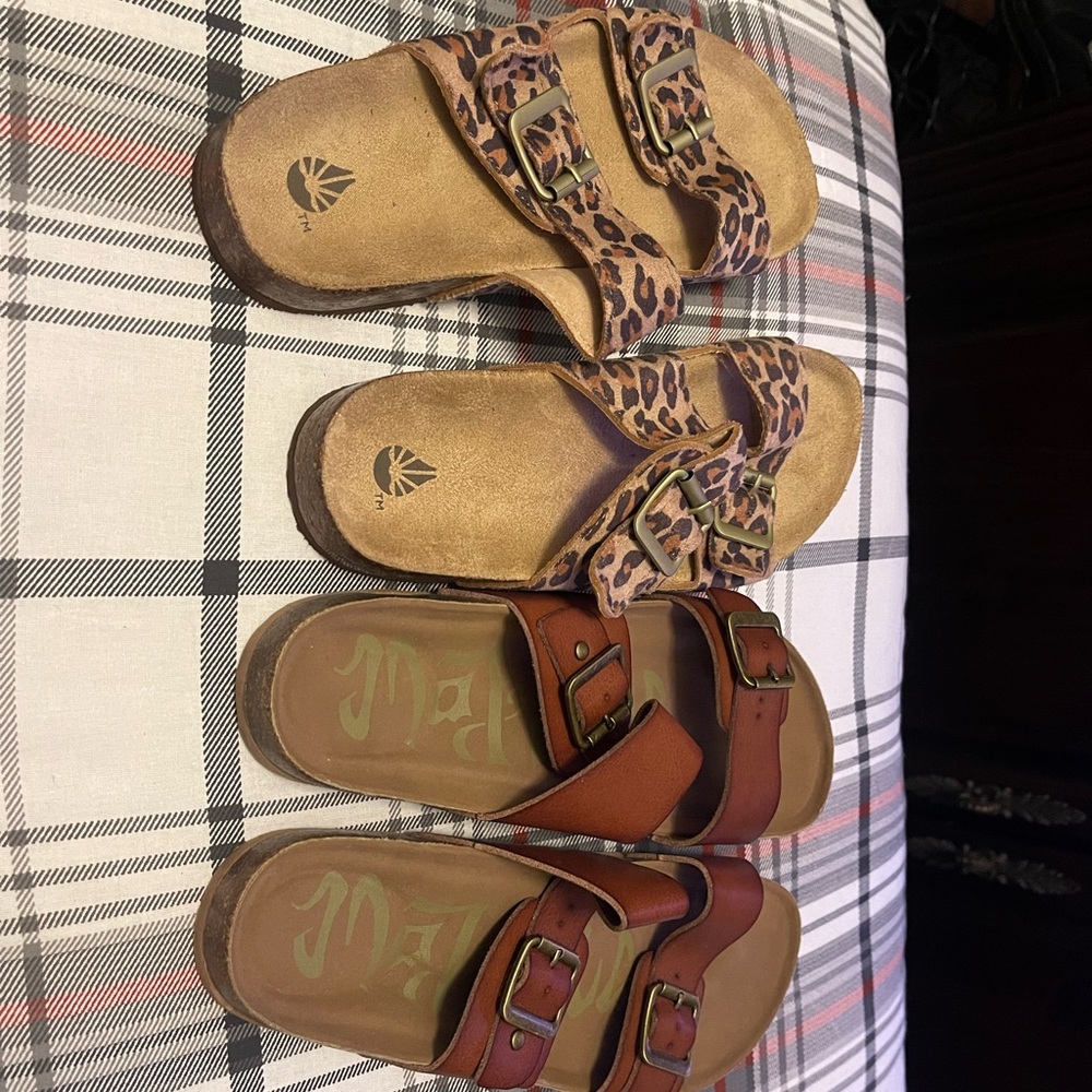 The brown pair is Madlove and the cheetah ones are from academy. Both size 7